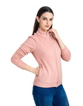 Moda Elementi Casual Pink Fleece Jacket for Women