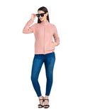 Moda Elementi Casual Pink Fleece Jacket for Women