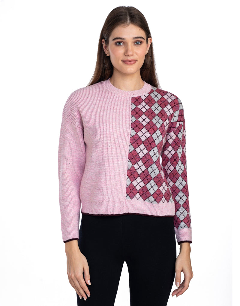 Moda Elementi Women’s Pink Round-Neck Jumper