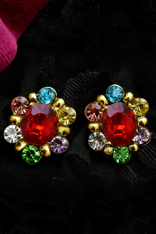 Dazzle Shine Red Designer Earrings