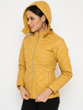 Moda Elementi Stylish Mustard Quilted Winter Jacket