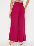 Moda Elementi Vibrant Magenta Wide-Leg Trousers with Waist Tie