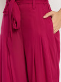 Moda Elementi Vibrant Magenta Wide-Leg Trousers with Waist Tie