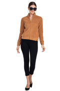 Moda Elementi Biscuit-Toned Casual Fleece Jacket for Women