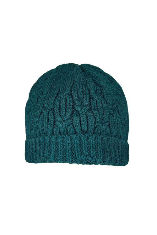 Moda Elementi Cable Knit Beanie - Deep Teal Cap For Men & Women