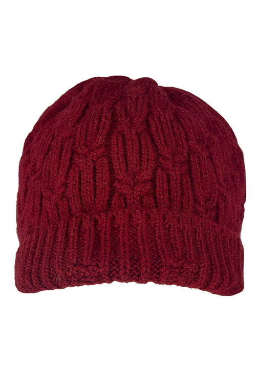 Moda Elementi Men & Women Cable Knit Beanie - Maroon