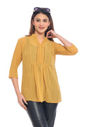 Moda Elementi Women’s Mustard 3/4 Sleeve Long Top