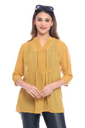 Moda Elementi Women’s Mustard 3/4 Sleeve Long Top