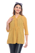 Moda Elementi Women’s Mustard 3/4 Sleeve Long Top