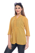 Moda Elementi Women’s Mustard 3/4 Sleeve Long Top