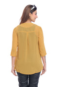 Moda Elementi Women’s Mustard 3/4 Sleeve Long Top