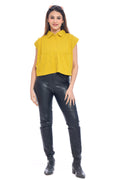 Moda Elementi Mustard Yellow Crop Shirt for Women