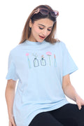 Moda Elementi  Women's Sky Blue Comfort Fit T-Shirt