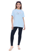 Moda Elementi  Women's Sky Blue Comfort Fit T-Shirt