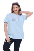 Moda Elementi  Women's Sky Blue Comfort Fit T-Shirt