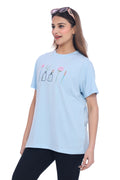 Moda Elementi  Women's Sky Blue Comfort Fit T-Shirt