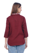 Moda Elementi Wine Red Shirt for Women