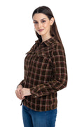 Moda Elementi Women's Plaid Button-Up Shirt - Earthy Tones