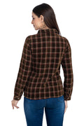 Moda Elementi Women's Plaid Button-Up Shirt - Earthy Tones