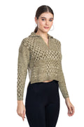 Moda Elementi Stylish Knitwear Look: Olive Textured Sweater