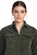 Moda Elementi Women's Plaid Button-Up Stylish Shirt