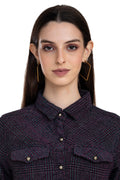 Moda Elementi Women's Plaid Button-Up Stylish Shirt