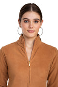 Moda Elementi Biscuit-Toned Casual Fleece Jacket for Women