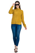 Moda Elementi Mustard Casual Fleece Jacket for Women