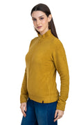 Moda Elementi Mustard Casual Fleece Jacket for Women