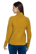 Moda Elementi Mustard Casual Fleece Jacket for Women