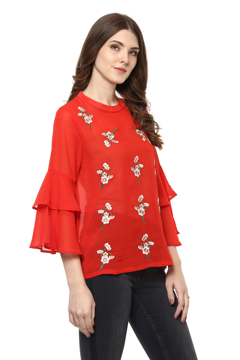 Floral Embroidery Bell Sleeve Top – MODA ELEMENTI